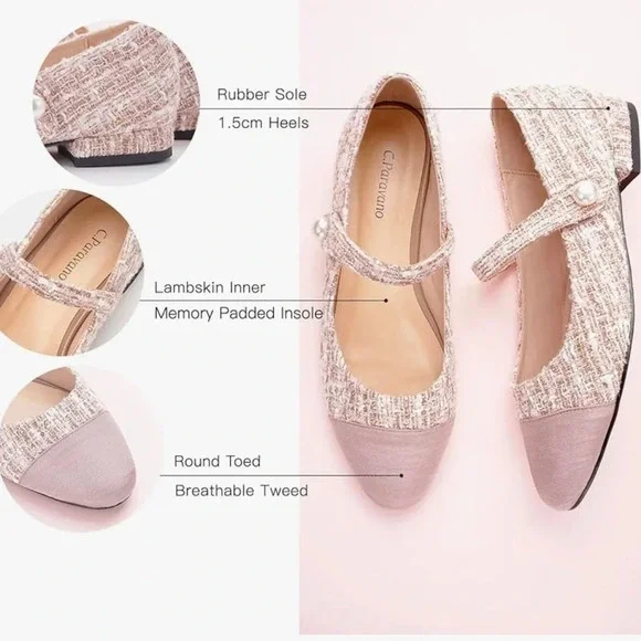 New C.Paravano Women's Flats Shoes Round Toe Ballet Flats with Strap - Picture 5 of 6